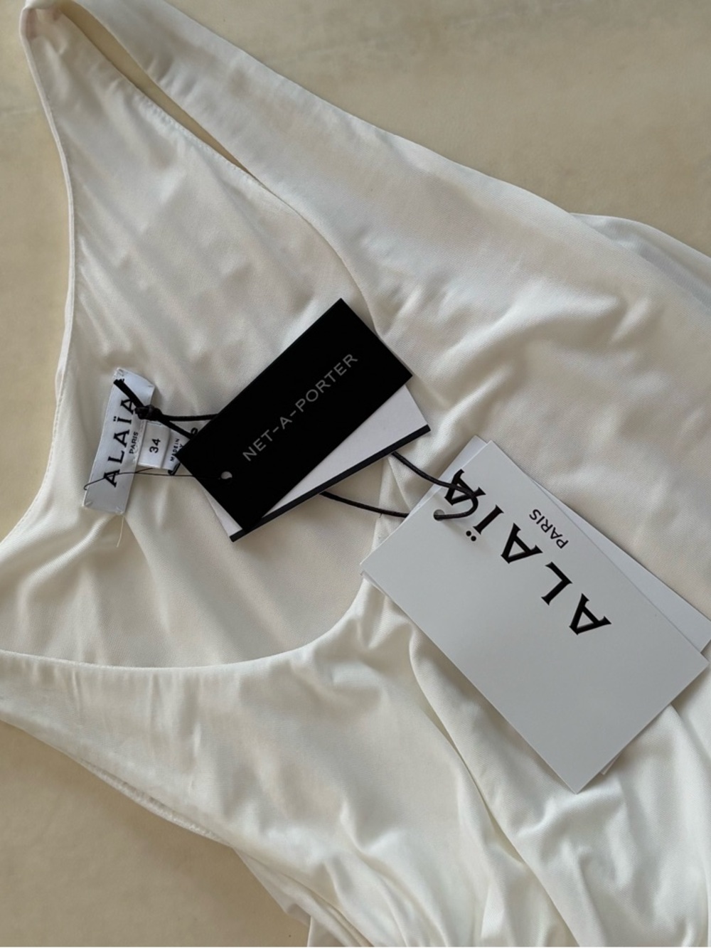 Alaïa Cream Scoop Neck Jersey Dress - Picture 5 of 6